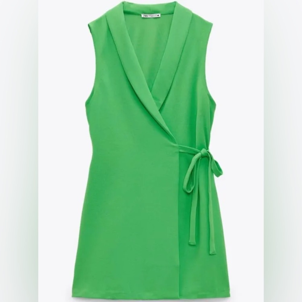 Zara wrap around dress green